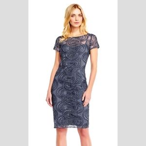 AIDAN MATTOX Beaded Blue Cocktail Sheath Dress NWT